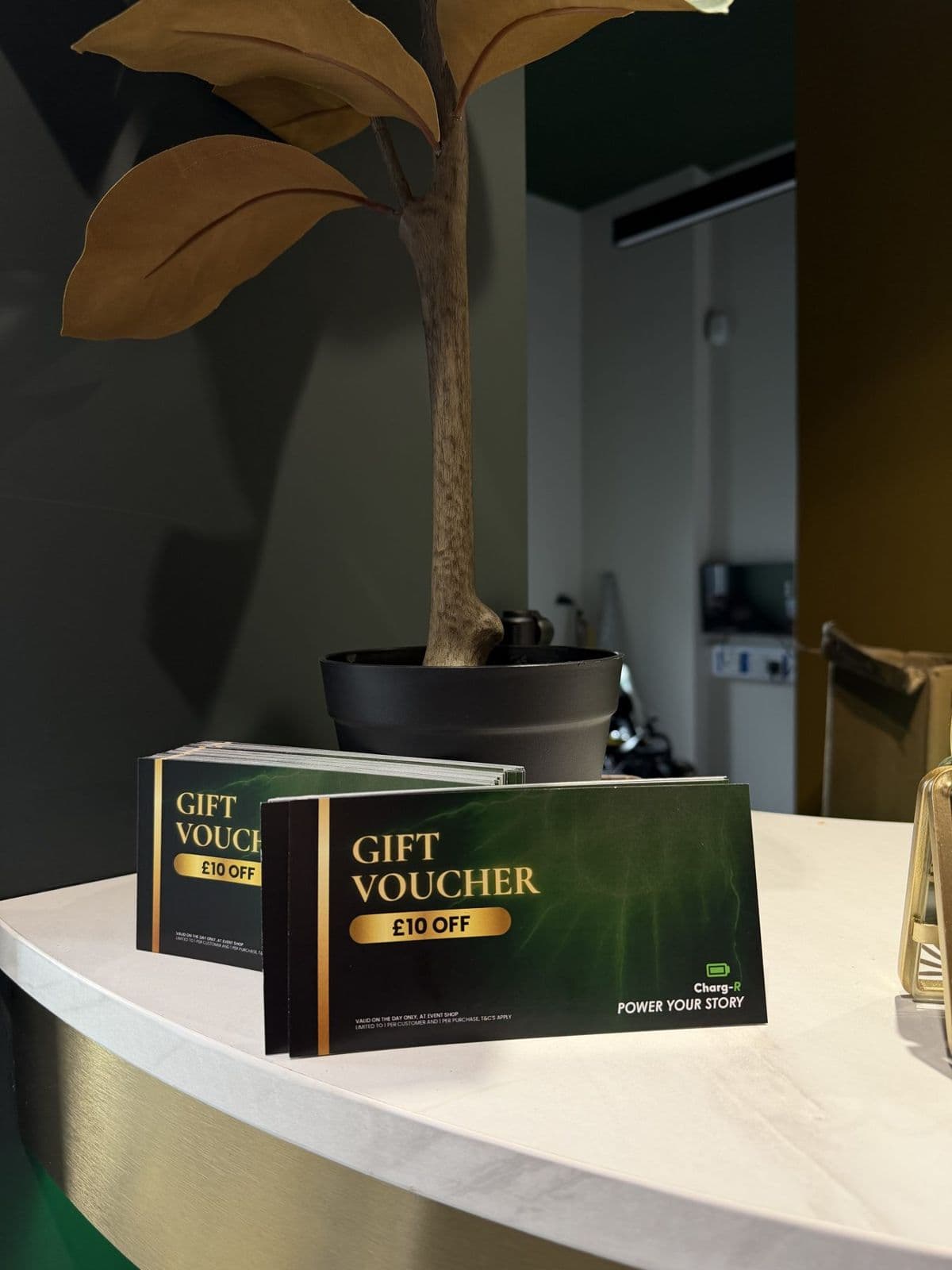 Gift vouchers on the bar