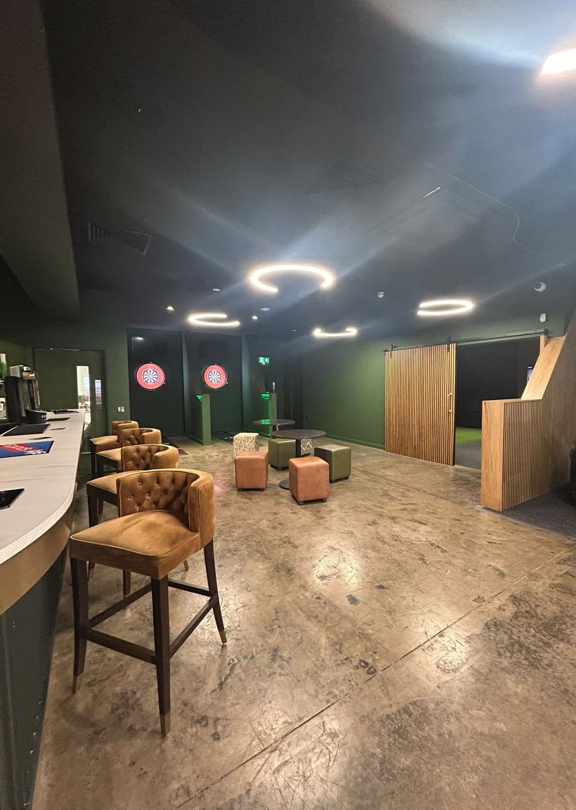 Open floor and bar, ready to be set up for your event